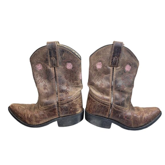 Smoky Mountain Leather Boots Cowboy Western Floral Pattern Kids Girls 11.5 R - Picture 2 of 11